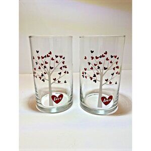 2 Greenbriar Clear Glass Flower Vase Family Heart Tree Love